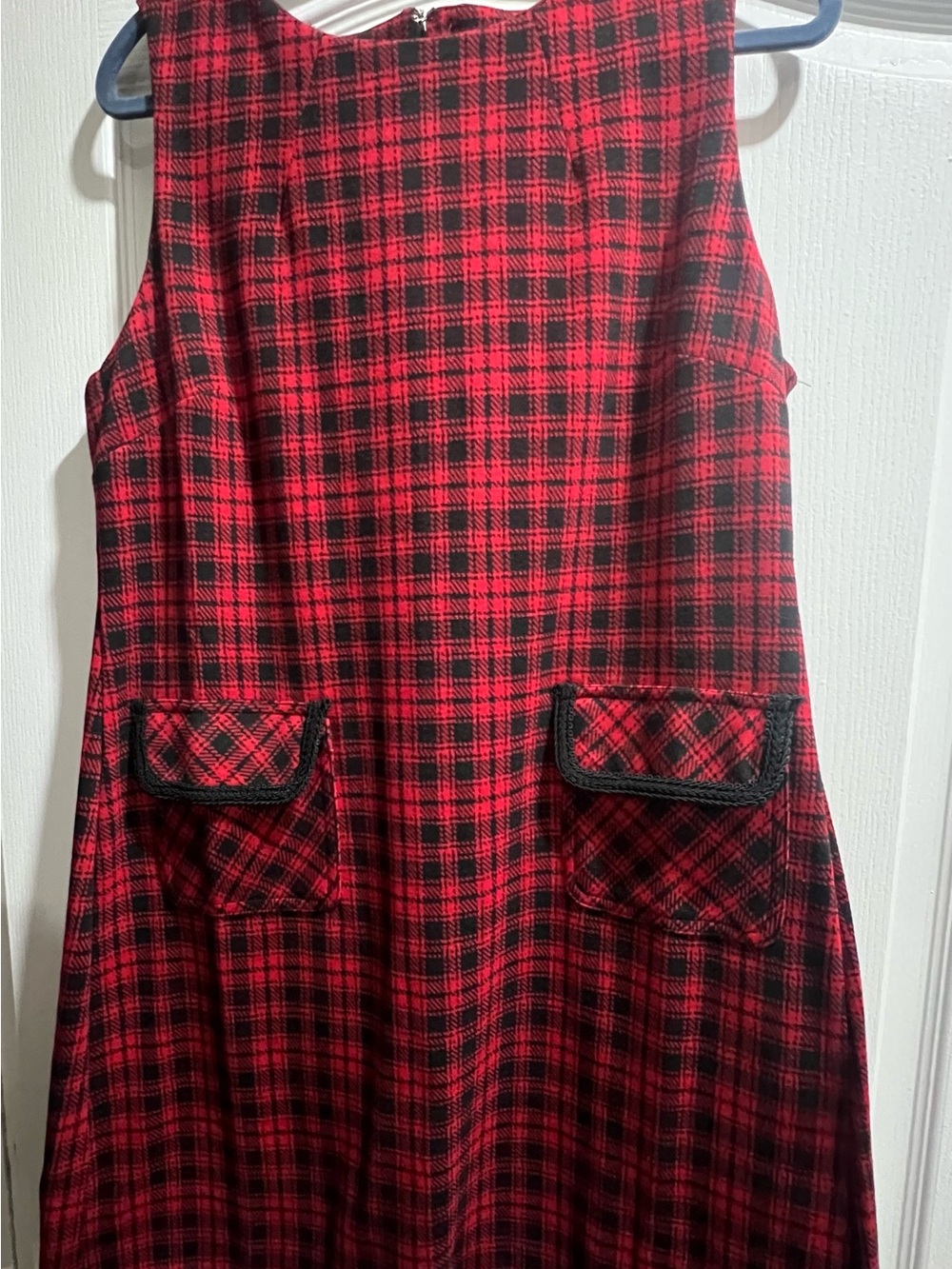 Tommy Hilfiger Red and Black Plaid Sleeveless Shift Dress